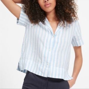 The linen short-sleeve notch shirt - Size 4
